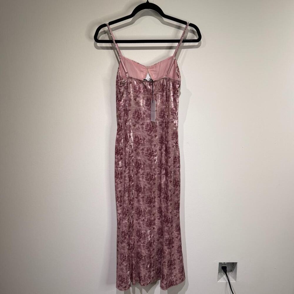 Pink Floral Velvet Dress - Picture 5 of 6